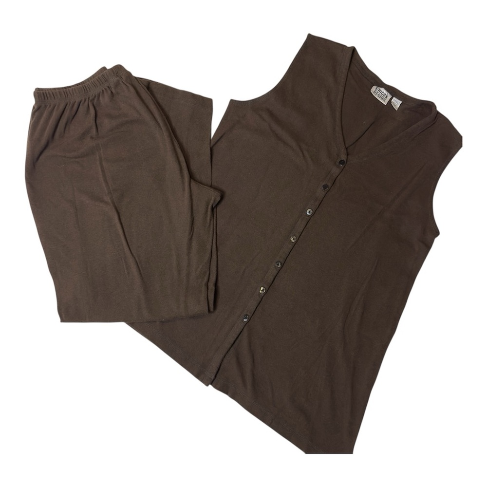 Chico's Design Chocolate Brown Knit Top and Pants Set L/XL